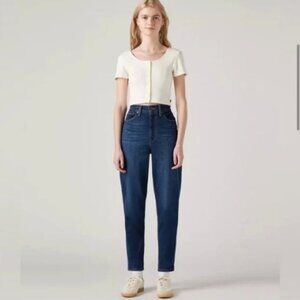 Levi's High Waisted Mom Jeans Relaxed Tapered Blue Denim Size 27
